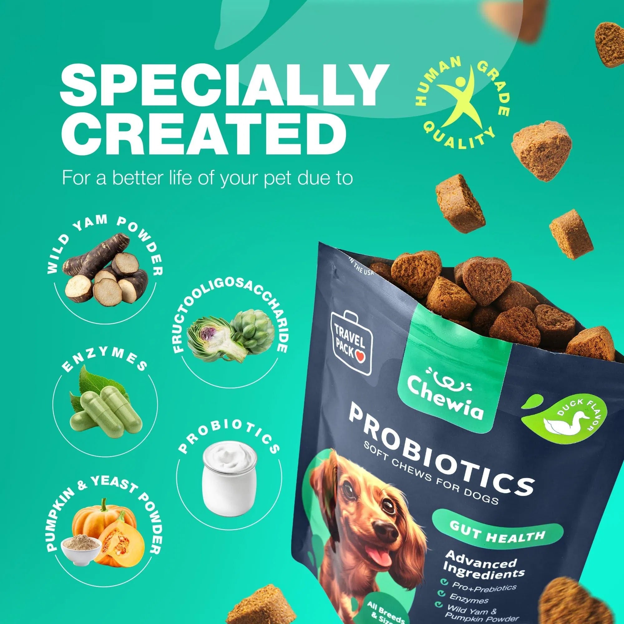 Probiotics for Dogs 180 Chews Support Digestion Immunity and Skin Health